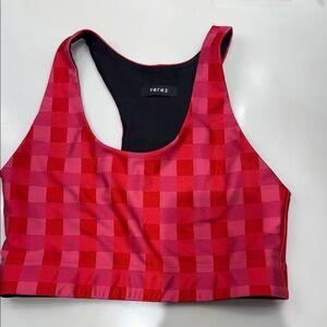 Terez Pink and Red Checkered Sports Bra